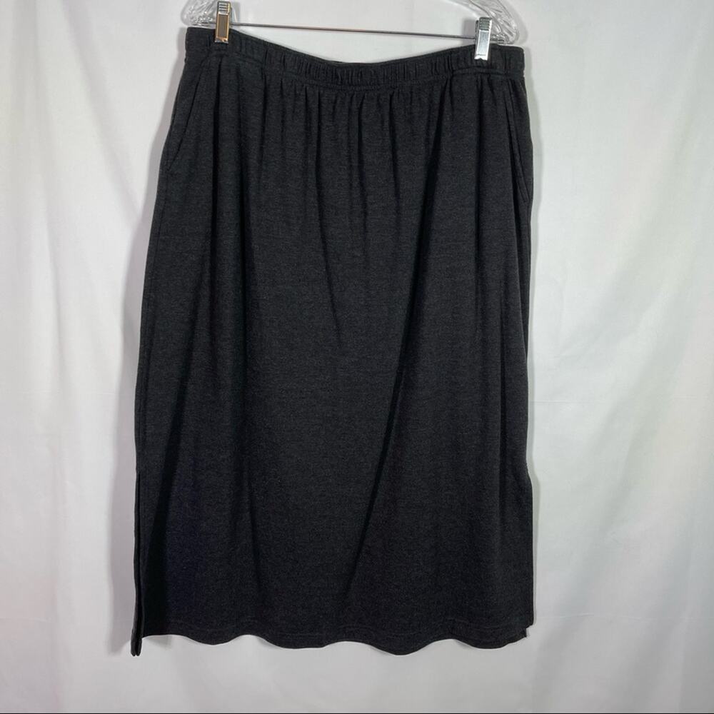 Woman Within, Warm Sweatshirt Material MIDI Skirt, Size 1X(22/24W). Grey!